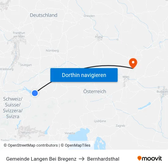 Gemeinde Langen Bei Bregenz to Bernhardsthal map
