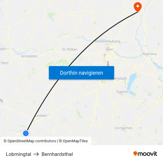 Lobmingtal to Bernhardsthal map