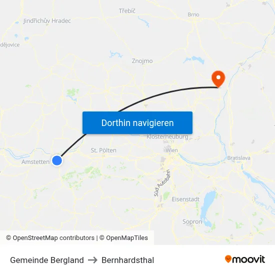 Gemeinde Bergland to Bernhardsthal map