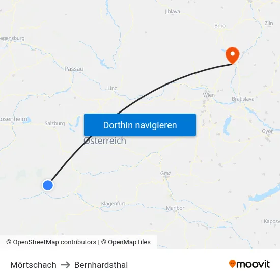 Mörtschach to Bernhardsthal map
