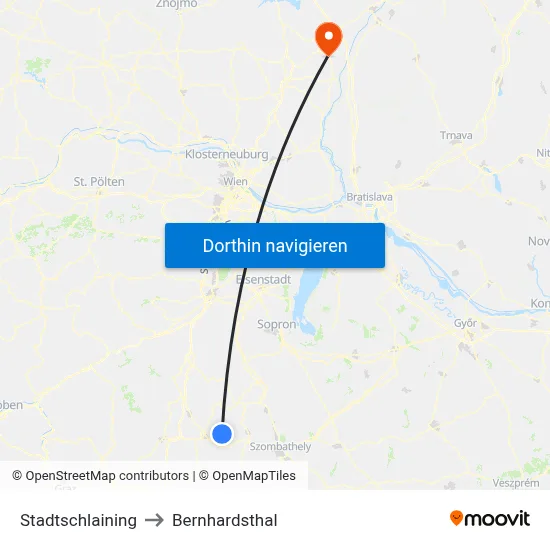 Stadtschlaining to Bernhardsthal map