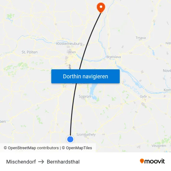 Mischendorf to Bernhardsthal map