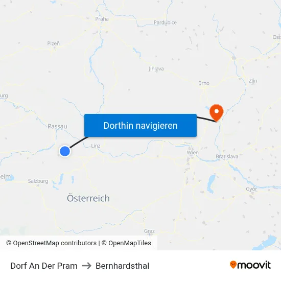 Dorf An Der Pram to Bernhardsthal map