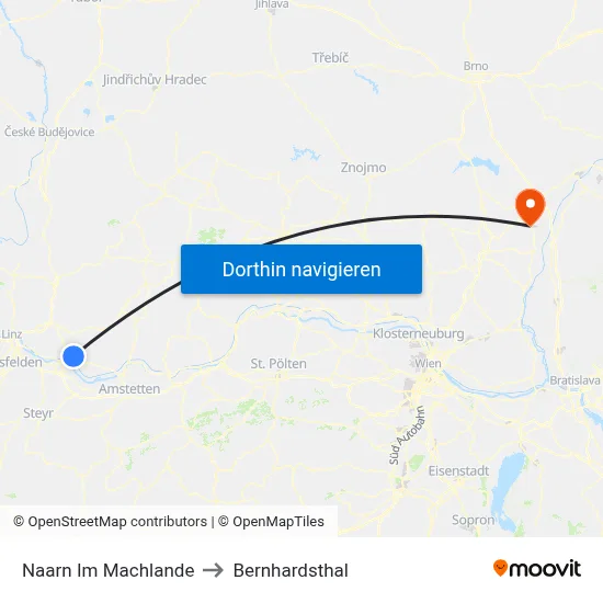 Naarn Im Machlande to Bernhardsthal map
