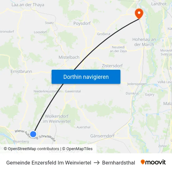 Gemeinde Enzersfeld Im Weinviertel to Bernhardsthal map