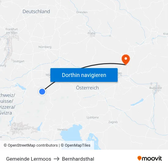 Gemeinde Lermoos to Bernhardsthal map
