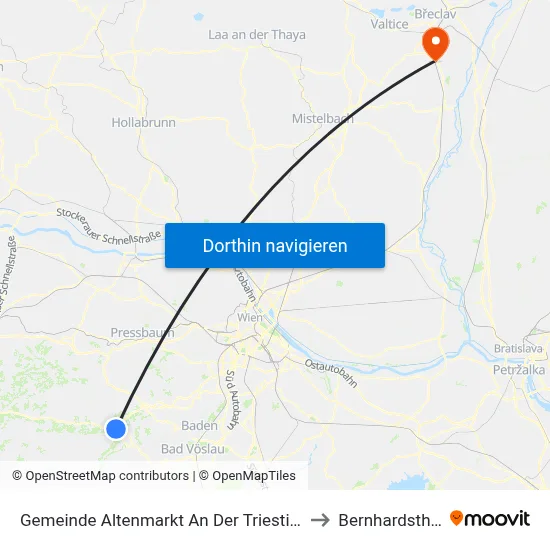 Gemeinde Altenmarkt An Der Triesting to Bernhardsthal map