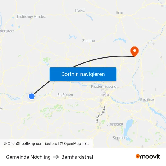 Gemeinde Nöchling to Bernhardsthal map