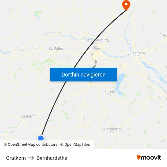 Gratkorn to Bernhardsthal map