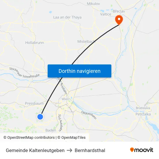 Gemeinde Kaltenleutgeben to Bernhardsthal map