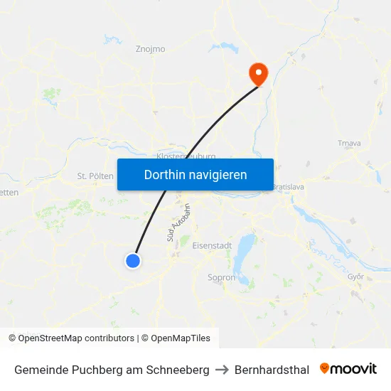 Gemeinde Puchberg am Schneeberg to Bernhardsthal map