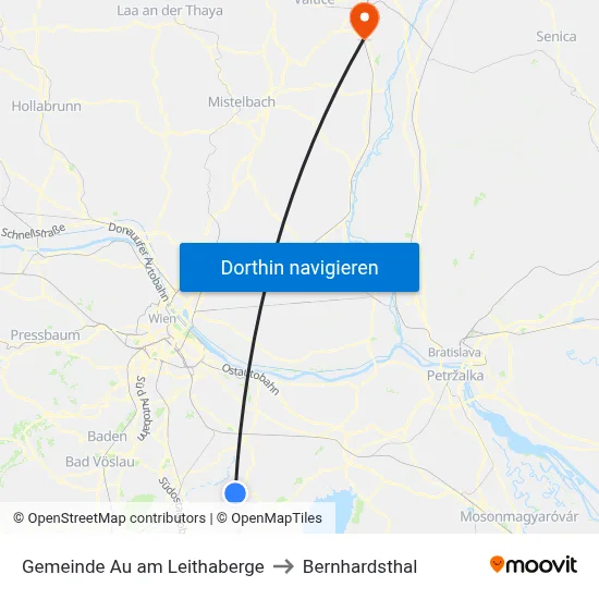 Gemeinde Au am Leithaberge to Bernhardsthal map