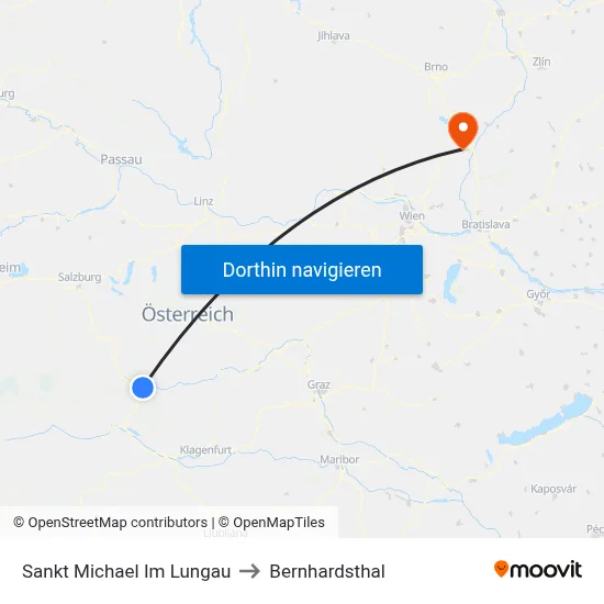 Sankt Michael Im Lungau to Bernhardsthal map