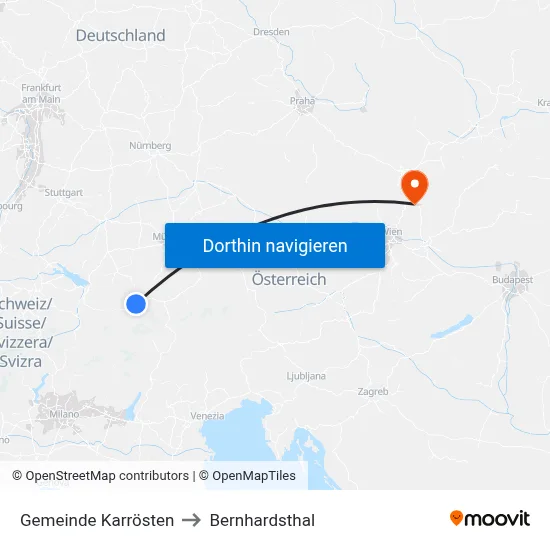 Gemeinde Karrösten to Bernhardsthal map