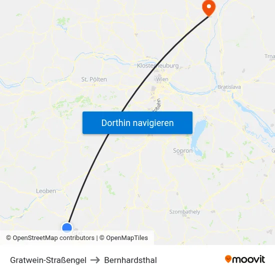 Gratwein-Straßengel to Bernhardsthal map