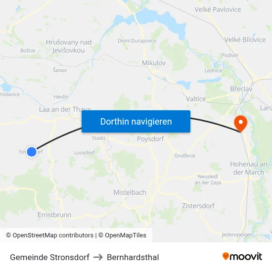 Gemeinde Stronsdorf to Bernhardsthal map