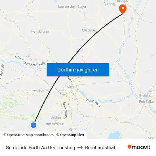 Gemeinde Furth An Der Triesting to Bernhardsthal map