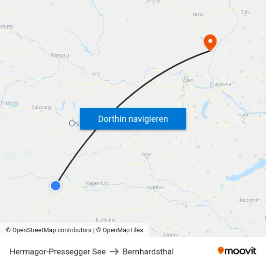 Hermagor-Pressegger See to Bernhardsthal map