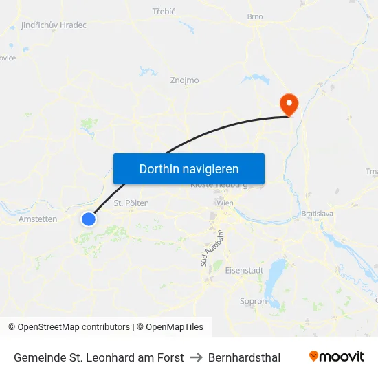 Gemeinde St. Leonhard am Forst to Bernhardsthal map