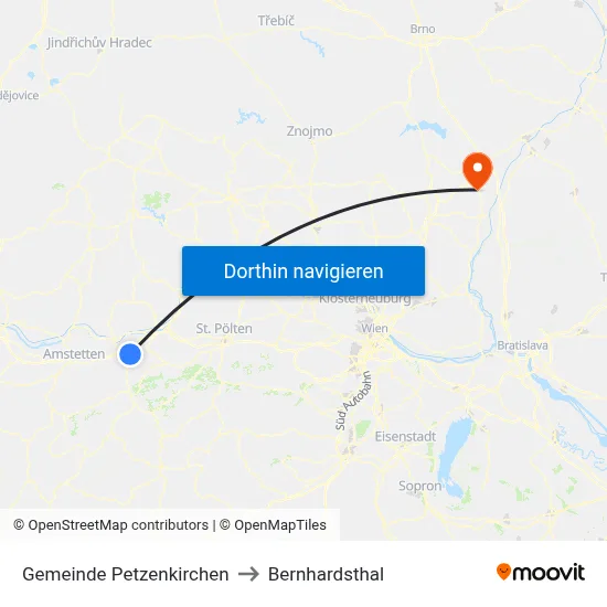 Gemeinde Petzenkirchen to Bernhardsthal map