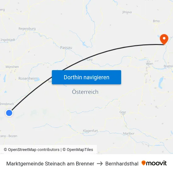 Marktgemeinde Steinach am Brenner to Bernhardsthal map