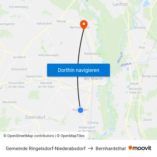 Gemeinde Ringelsdorf-Niederabsdorf to Bernhardsthal map