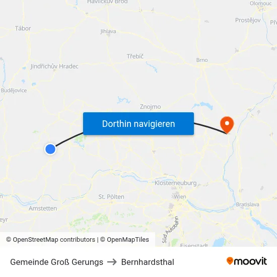 Gemeinde Groß Gerungs to Bernhardsthal map