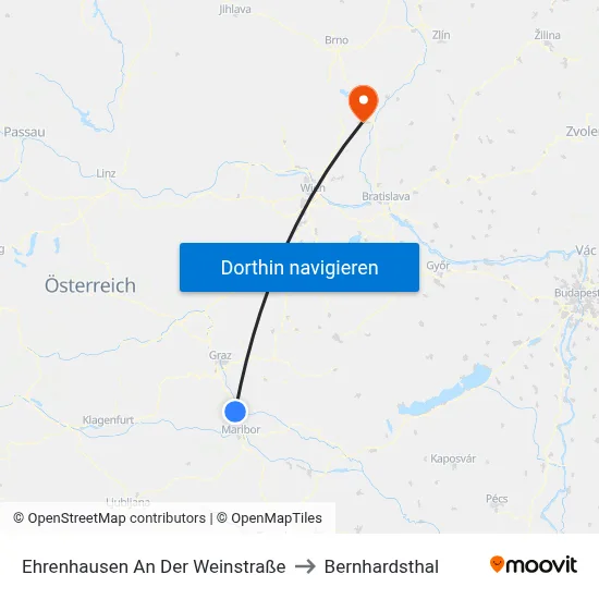 Ehrenhausen An Der Weinstraße to Bernhardsthal map