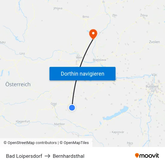 Bad Loipersdorf to Bernhardsthal map