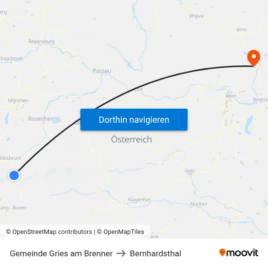 Gemeinde Gries am Brenner to Bernhardsthal map