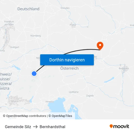 Gemeinde Silz to Bernhardsthal map