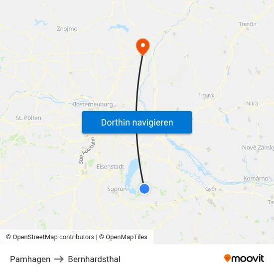 Pamhagen to Bernhardsthal map