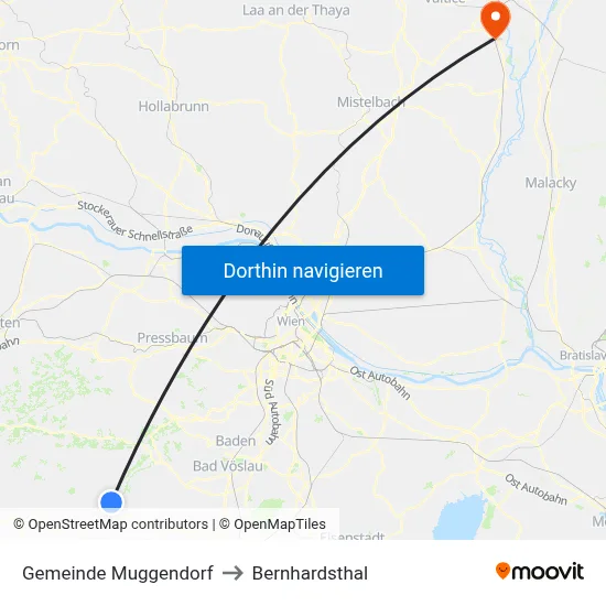 Gemeinde Muggendorf to Bernhardsthal map