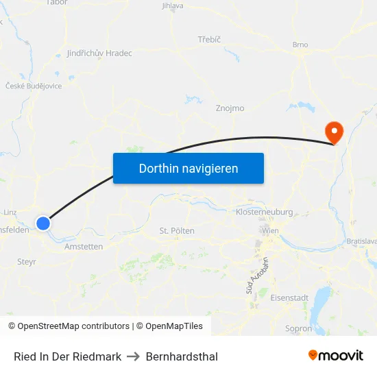 Ried In Der Riedmark to Bernhardsthal map