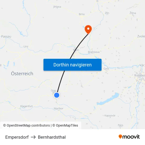 Empersdorf to Bernhardsthal map