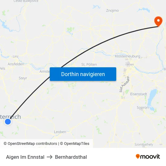 Aigen Im Ennstal to Bernhardsthal map