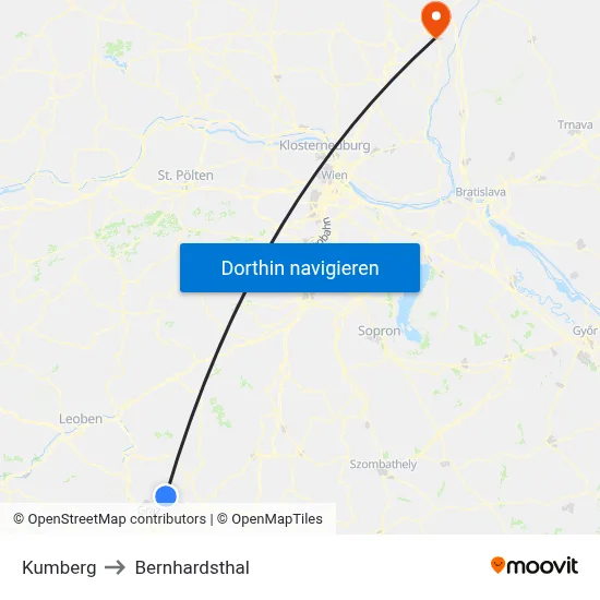 Kumberg to Bernhardsthal map