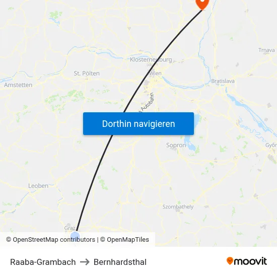 Raaba-Grambach to Bernhardsthal map