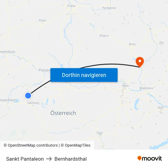Sankt Pantaleon to Bernhardsthal map