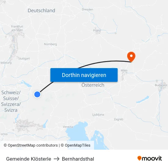 Gemeinde Klösterle to Bernhardsthal map
