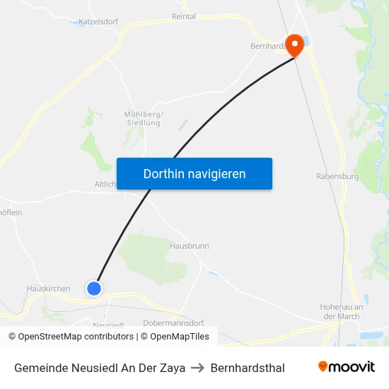 Gemeinde Neusiedl An Der Zaya to Bernhardsthal map