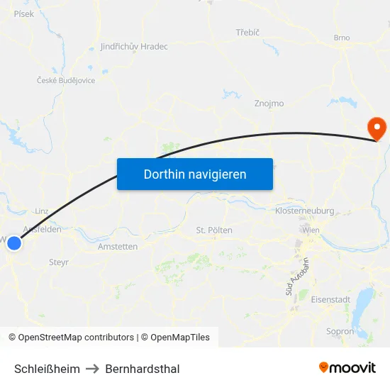 Schleißheim to Bernhardsthal map