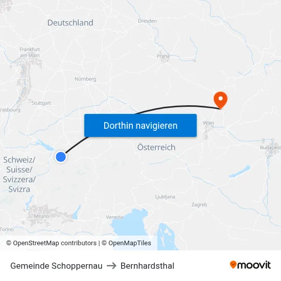 Gemeinde Schoppernau to Bernhardsthal map