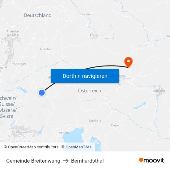 Gemeinde Breitenwang to Bernhardsthal map