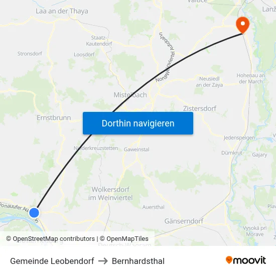 Gemeinde Leobendorf to Bernhardsthal map