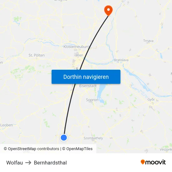 Wolfau to Bernhardsthal map