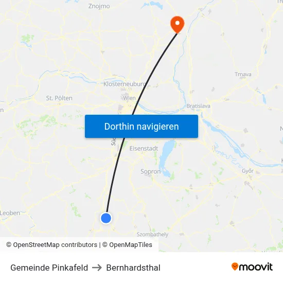 Gemeinde Pinkafeld to Bernhardsthal map