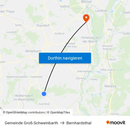 Gemeinde Groß-Schweinbarth to Bernhardsthal map
