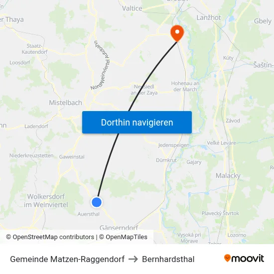 Gemeinde Matzen-Raggendorf to Bernhardsthal map
