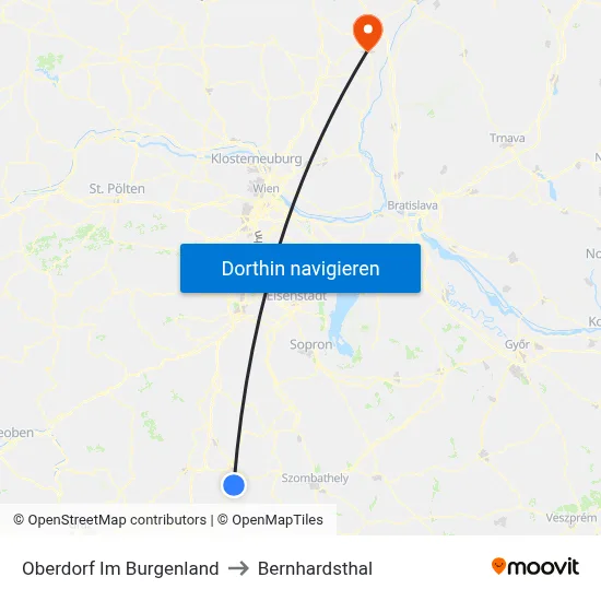 Oberdorf Im Burgenland to Bernhardsthal map